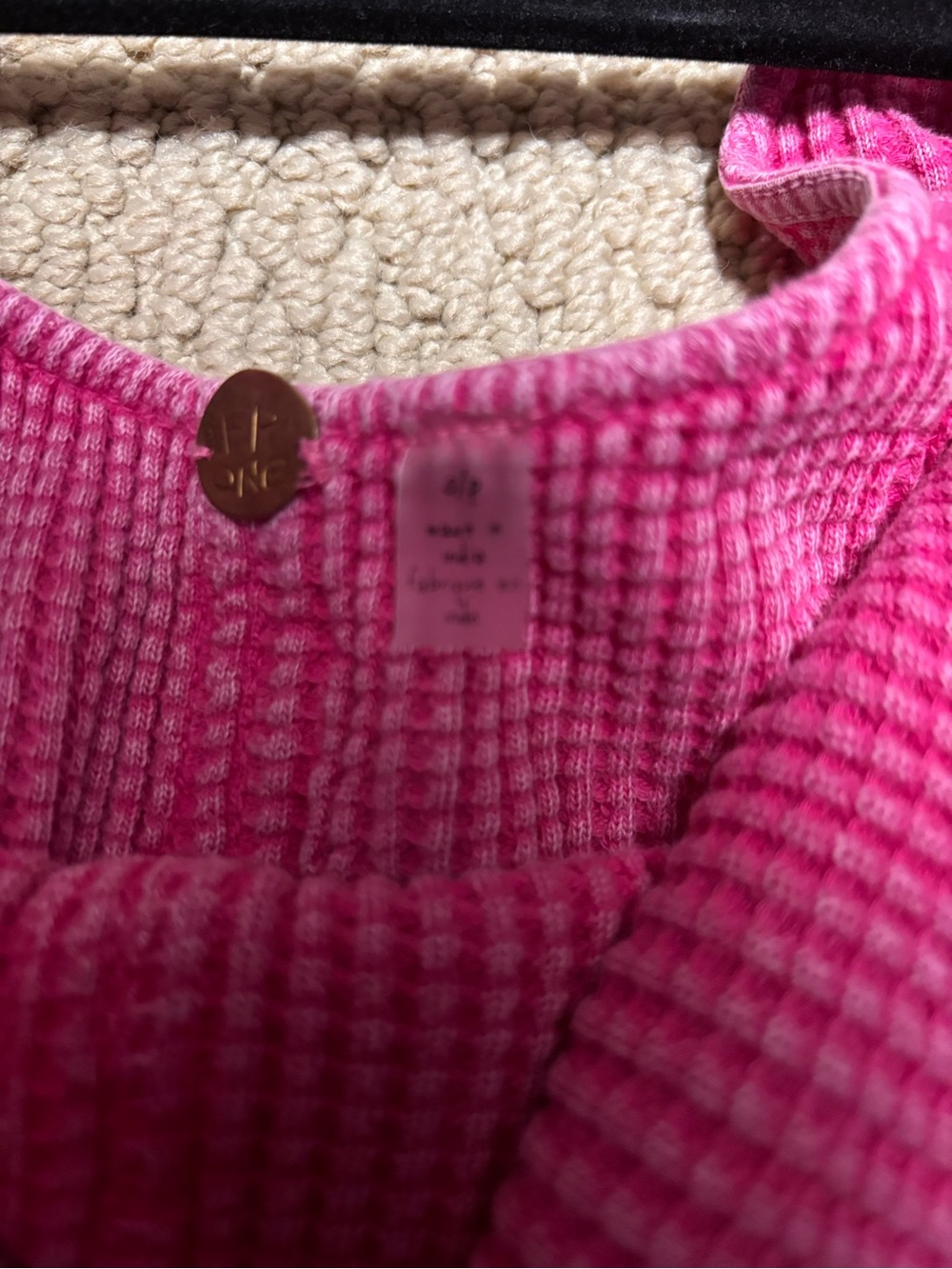 Free people Hot Pink Textured waffle Sleeveless Jumpsuit - Picture 2 of 5